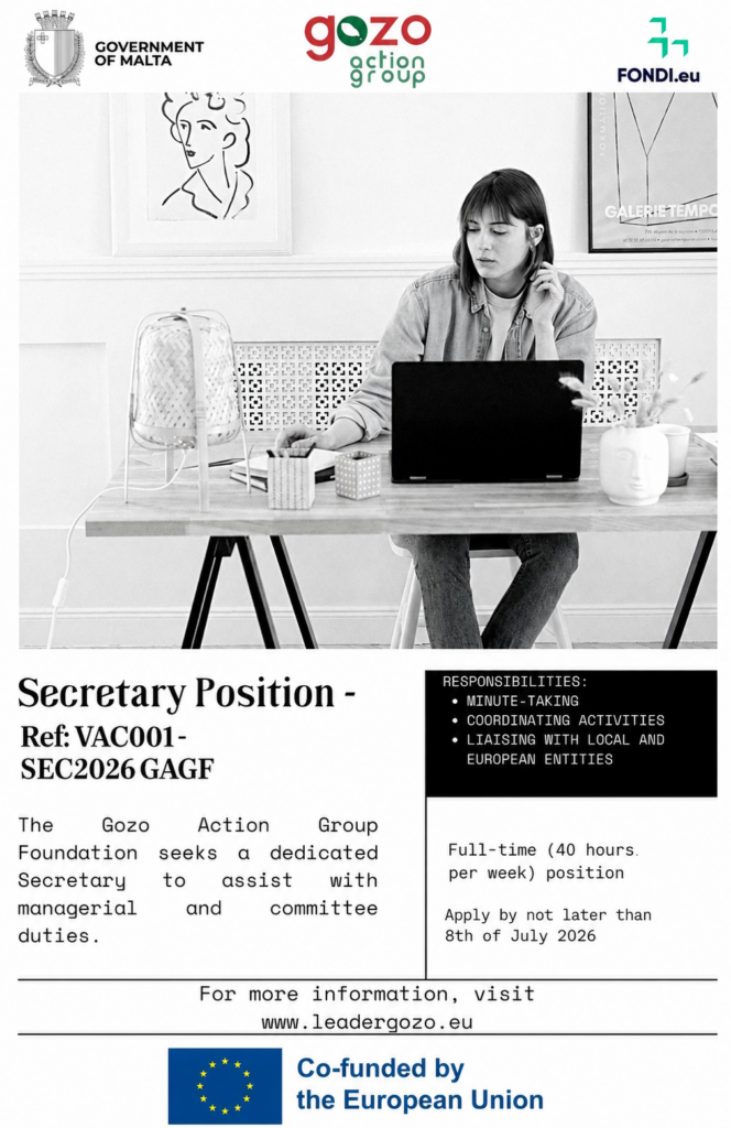 Vacancy for the position of Secretary at the Gozo Action Group Foundation